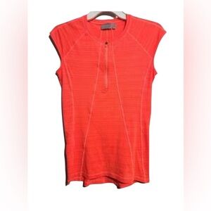 Athleta Pacifica 1/2 zip sleeveless UPF+50 salmon orange tank top